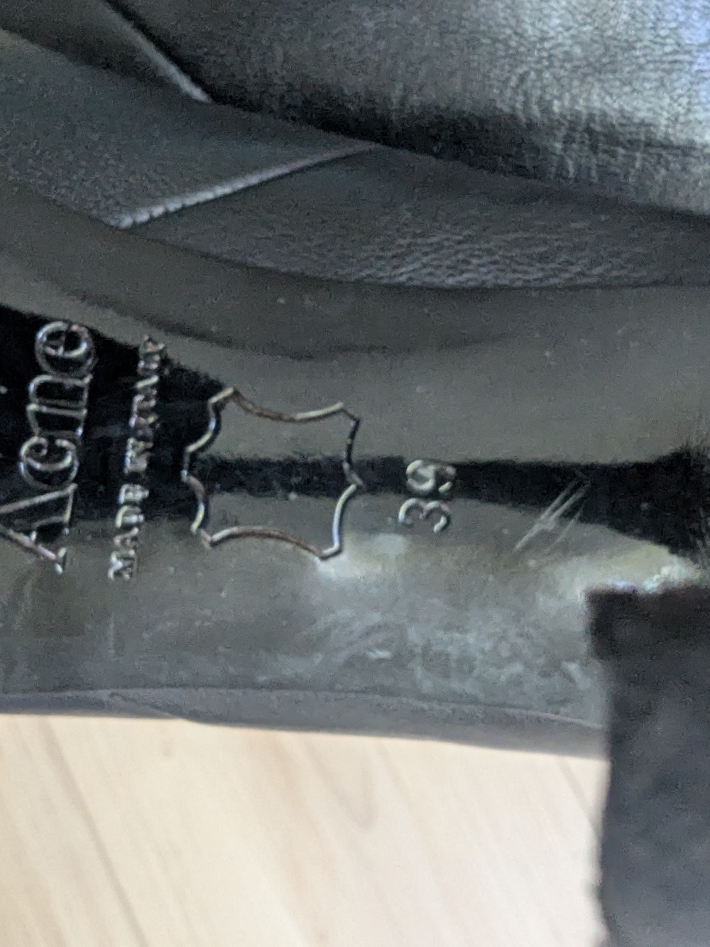 Acne Black Leather Peep-Toe Mid-Heel Ankle Boots - Picture 4 of 7